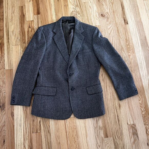 Vintage 80s mens‎ wool blazer blue classic retro 41 R sports coat jacket - Picture 1 of 9